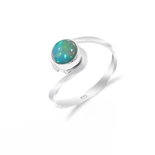 HIMALYA QUARTZ Opal-Edelstein, 925er Sterlingsilber, handgefertigt, Solitär, traditioneller Verlobungsring für Damen und Herren, RB-06-OPAL-3 HIMALYA QUARTZ Opal-Edelstein, 925er Sterlingsilber, handgefertigt, Solitär, traditioneller Verlobungsring für Damen und Herren, RB-06-OPAL-3 von HIMALYA QUARTZ