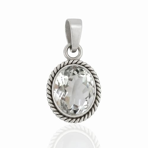 HIMALYA QUARTZ Quarz 10x12mm Oval Edelstein Handgemachte Halskette Anhänger Für Frauen 925 Sterling Silber Schmuck Anhänger von HIMALYA QUARTZ