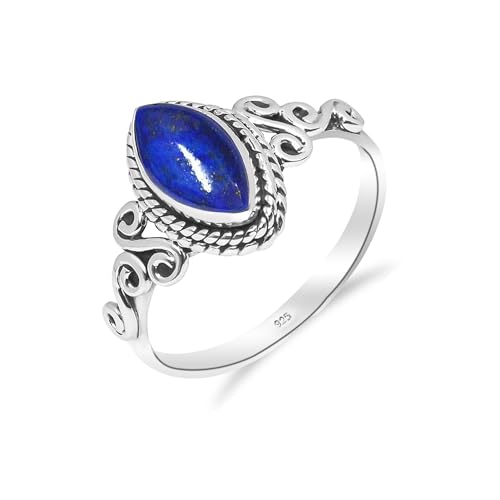 HIMALYA QUARTZ Ring Mit Stein Damen Lapislazuli-Edelstein, 925er Sterlingsilber, handgefertigt, Solitär-Verlobungsring für Frauen – Verlobungsring HIMALYA QUARTZ Ring Mit Stein Damen Lapislazuli-Edelstein, 925er Sterlingsilber, handgefertigt, Solitär-Verlobungsring für Frauen – Verlobungsring von HIMALYA QUARTZ