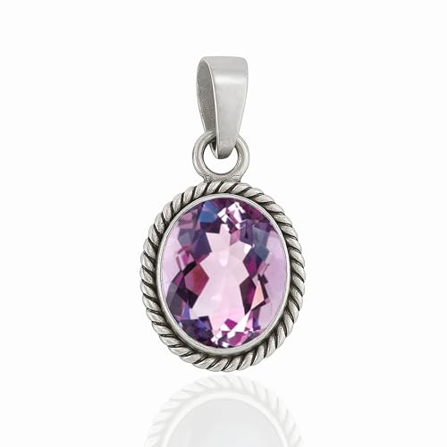 HIMALYA QUARTZ Rosa Amethyst 10x12mm Oval Edelstein Handgemachte Halskette Anhänger Für Frauen 925 Sterling Silber Schmuck Anhänger von HIMALYA QUARTZ