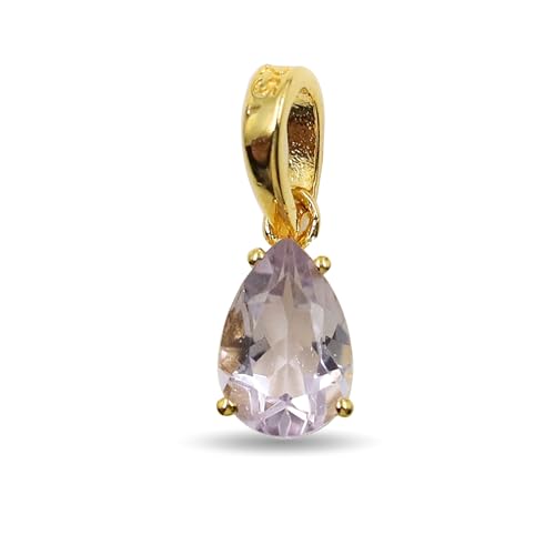 HIMALYA QUARTZ Rosa Amethyst Geburtsstein Anhänger 925 Sterling Silber Edelstein Anhänger für Sie - 6x9mm Birnenform Charm Halskette für Frauen HIMALYA QUARTZ Rosa Amethyst Geburtsstein Anhänger 925 Sterling Silber Edelstein Anhänger für Sie - 6x9mm Birnenform Charm Halskette für Frauen von HIMALYA QUARTZ