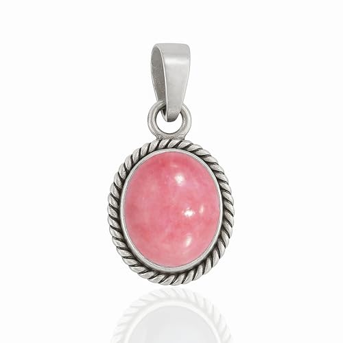 HIMALYA QUARTZ Rosa Opal 10x12mm Oval Edelstein Handgemachte Halskette Anhänger Für Frauen 925 Sterling Silber Schmuck Anhänger von HIMALYA QUARTZ