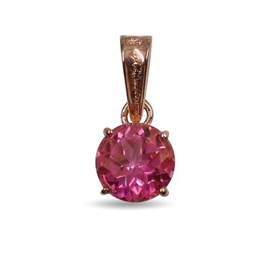 HIMALYA QUARTZ Rosa Topas 925 Sterling Silber Edelstein Charm Anhänger für Frauen - 8mm Runde Form Handgefertigter Anhänger für Frauen HIMALYA QUARTZ Rosa Topas 925 Sterling Silber Edelstein Charm Anhänger für Frauen - 8mm Runde Form Handgefertigter Anhänger für Frauen von HIMALYA QUARTZ