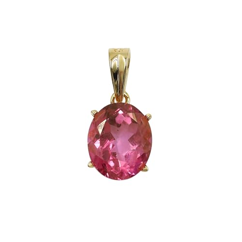HIMALYA QUARTZ Rosa Topas Geburtsstein Anhänger 925 Sterling Silber Edelstein Anhänger für Sie - 8x10mm Oval Form Charm Halskette für Frauen HIMALYA QUARTZ Rosa Topas Geburtsstein Anhänger 925 Sterling Silber Edelstein Anhänger für Sie - 8x10mm Oval Form Charm Halskette für Frauen von HIMALYA QUARTZ