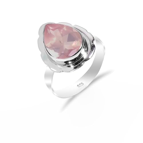 HIMALYA QUARTZ Rosenquarz-Edelstein, 925er Sterlingsilber, handgefertigt, Solitär, traditioneller Verlobungsring für Damen und Herren, RH-03-RQ-3.5 HIMALYA QUARTZ Rosenquarz-Edelstein, 925er Sterlingsilber, handgefertigt, Solitär, traditioneller Verlobungsring für Damen und Herren, RH-03-RQ-3.5 von HIMALYA QUARTZ