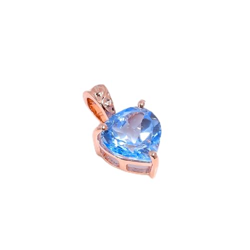 HIMALYA QUARTZ Schweizer Blautopas 925 Sterling Silber Edelstein Charm Anhänger für Frauen - 6mm Herzform handgefertigter Anhänger für Frauen HIMALYA QUARTZ Schweizer Blautopas 925 Sterling Silber Edelstein Charm Anhänger für Frauen - 6mm Herzform handgefertigter Anhänger für Frauen von HIMALYA QUARTZ