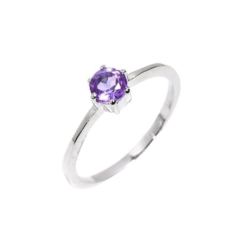 HIMALYA QUARTZ Verlobungsring Silber, Ring für Damen-Herren, Ehering mit Amethyst-Naturstein im Vintage-Stil, handgefertigter Ring R-041-24-9½Silber von HIMALYA QUARTZ
