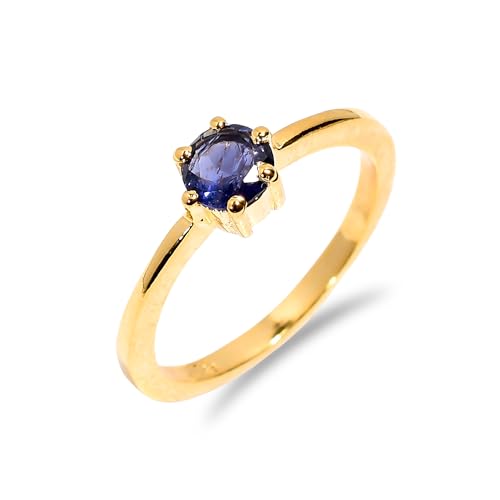 HIMALYA QUARTZ Verlobungsring Silber, Ring für Frauen-Männer Ehering mit Vintage Stil Iolith Naturstein Ring Handgefertigter Ring R-049-24-5½Gelbgold HIMALYA QUARTZ Verlobungsring Silber, Ring für Frauen-Männer Ehering mit Vintage Stil Iolith Naturstein Ring Handgefertigter Ring R-049-24-5½Gelbgold von HIMALYA QUARTZ