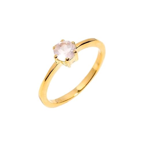 HIMALYA QUARTZ Verlobungsring Silber, Ring für Frauen-Männer Ehering mit Vintage Stil Rosenquarz Naturstein Ring Handarbeit Ring R-045-24-4Gelbgold von HIMALYA QUARTZ