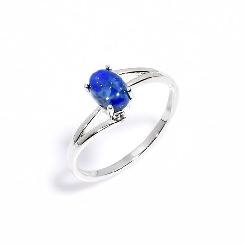 925 Sterling Silber mit heilendem Naturstein Lapislazuli Oval Form für Frauen-Männer Solitiare Verlobungshandgemachter R-139-24-P von HIMALYA QUARTZ
