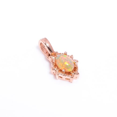 HIMALYA-QUARZ Natürlicher weißer äthiopischer Opal-Edelstein Ovaler Cabochon 3x5mm 925 Sterling Silber Anhänger für Frauen OP-080-25 von HIMALYA QUARTZ