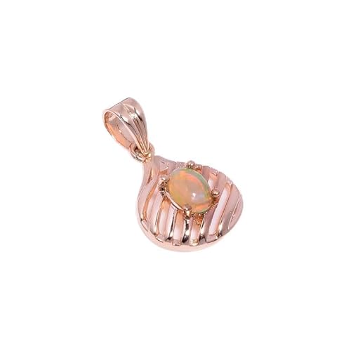 HIMALYA-QUARZ Natürlicher weißer äthiopischer Opal-Edelstein Ovaler Cabochon 7x5mm 925 Sterling Silber Anhänger für Frauen OP-088-25 von HIMALYA QUARTZ