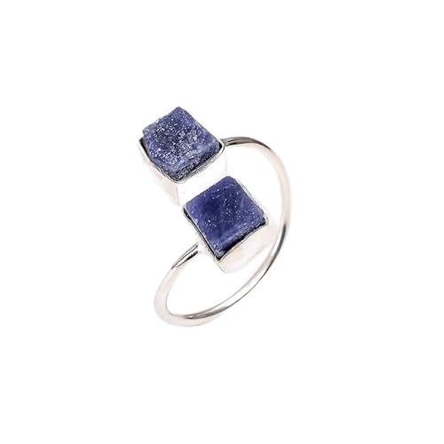 HIMALYA-QUARZ Roher Lapislazuli (2 Steine), handgefertigter Ring aus 925er Sterlingsilber Roher Lapislazuli (2 Steine) Ring für Frauen und Mädchen RR11-11 von HIMALYA QUARTZ