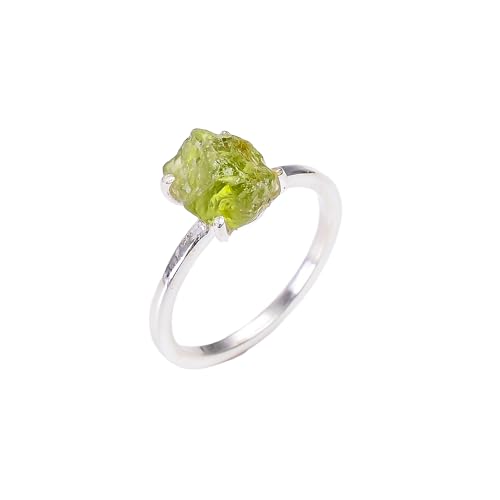 HIMALYA-QUARZ Roher Peridot handgemachter Ring aus 925er Sterlingsilber Roher Peridot-Ring für Frauen und Mädchen RR05-12 von HIMALYA QUARTZ