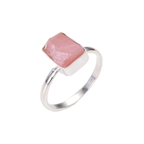 HIMALYA-QUARZ Roher rosa Opal handgefertigter Ring aus 925er Sterlingsilber Roher rosa Opal-Ring für Frauen und Mädchen RR29-6 von HIMALYA QUARTZ