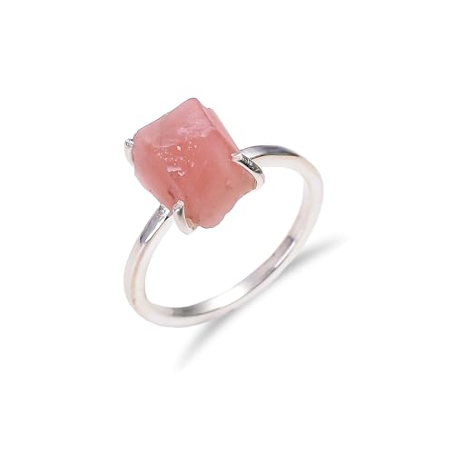 HIMALYA-QUARZ Roher rosa Opal handgefertigter Ring aus 925er Sterlingsilber Roher rosa Opal-Ring für Frauen und Mädchen RR32-10 von HIMALYA QUARTZ