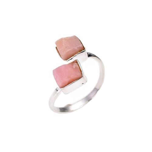 Himalya-Quarz-Ring mit natürlichem rosa Opal (2 Steine), 925er-Sterlingsilber, handgefertigter Schmuckring, Statement-Schmuck RR36-4 von HIMALYA QUARTZ