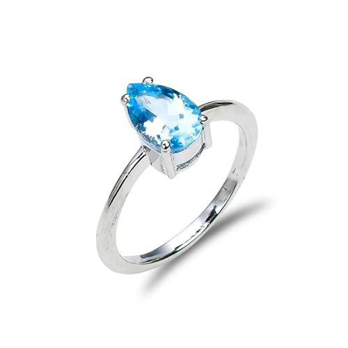Himmelblauer Topas Sterling Silber Ring, Naturstein Ring für Männer Frauen, Verlobungs Solitär Ring Birnenform atemberaubender handgemachter Ring R-195-24-Silber-5 Himmelblauer Topas Sterling Silber Ring, Naturstein Ring für Männer Frauen, Verlobungs Solitär Ring Birnenform atemberaubender handgemachter Ring R-195-24-Silber-5 von HIMALYA QUARTZ