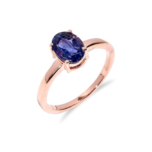 Iolith Naturring, 925 Sterling Silber Ring, Ring für Damen-Herren Oval Form Ring zur Verlobung handgemachter Ring R-079-24-P von HIMALYA QUARTZ