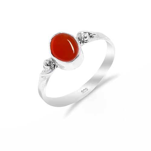 HIMALYA QUARTZ Damen Ring Silber 925 Mit Steinen Karneol Natürlicher Edelstein Statement Handgefertigter Schmuck Manner Ring RB-02-CRNL-9.5 HIMALYA QUARTZ Damen Ring Silber 925 Mit Steinen Karneol Natürlicher Edelstein Statement Handgefertigter Schmuck Manner Ring RB-02-CRNL-9.5 von HIMALYA QUARTZ