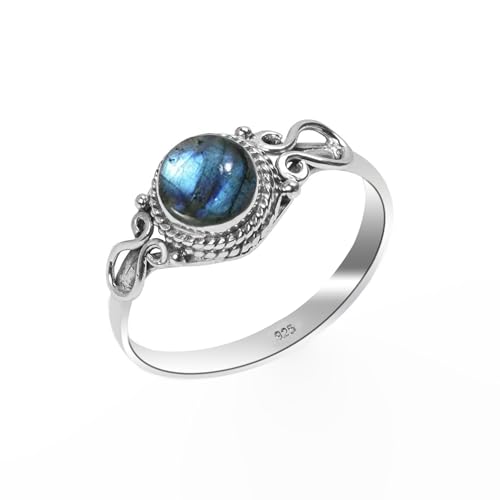 Labradorit Ring 925 Sterling Silber 100% Natürlicher Edelstein Ring, Statement Herren-Damen Ring Vintage Boho Handarbeit Ring Runde Form 6 mm Verlobungsring NH26-LBRT-5 Labradorit Ring 925 Sterling Silber 100% Natürlicher Edelstein Ring, Statement Herren-Damen Ring Vintage Boho Handarbeit Ring Runde Form 6 mm Verlobungsring NH26-LBRT-5 von HIMALYA QUARTZ
