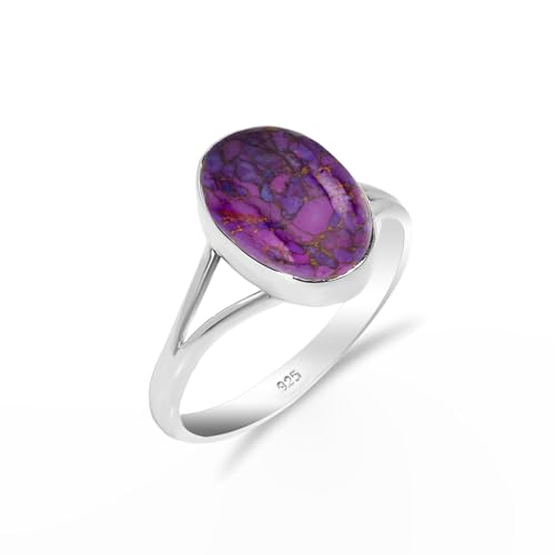 HIMALYA QUARTZ Damen Silber 925 Ring Mit Steinen, Hochzeit Verlobungsring Lila Kupfer Türkis Oval 10x12mm HQ-SR65-PCT-7.5 HIMALYA QUARTZ Damen Silber 925 Ring Mit Steinen, Hochzeit Verlobungsring Lila Kupfer Türkis Oval 10x12mm HQ-SR65-PCT-7.5 von HIMALYA QUARTZ