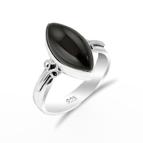HIMALYA QUARTZ Ring Damen Silber 925 Mit Stein Schwarzer Onyx Edelstein, handgefertigter Statement Schmuck Herren Ring RH-05-BLKX-7 HIMALYA QUARTZ Ring Damen Silber 925 Mit Stein Schwarzer Onyx Edelstein, handgefertigter Statement Schmuck Herren Ring RH-05-BLKX-7 von HIMALYA QUARTZ