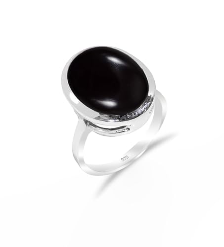 HIMALYA QUARTZ Ring Damen Silber 925 Mit Stein Schwarzer Onyx Edelstein, handgefertigter Statement Schmuck Herren Ring RH-08-BLKX-4.5 HIMALYA QUARTZ Ring Damen Silber 925 Mit Stein Schwarzer Onyx Edelstein, handgefertigter Statement Schmuck Herren Ring RH-08-BLKX-4.5 von HIMALYA QUARTZ