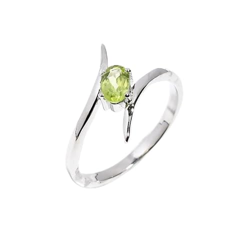 Peridot Naturring, 925 Sterling Silber Ring, für Damen-Herren Oval Form zur Verlobung handgemachter R-093-24-P von HIMALYA QUARTZ