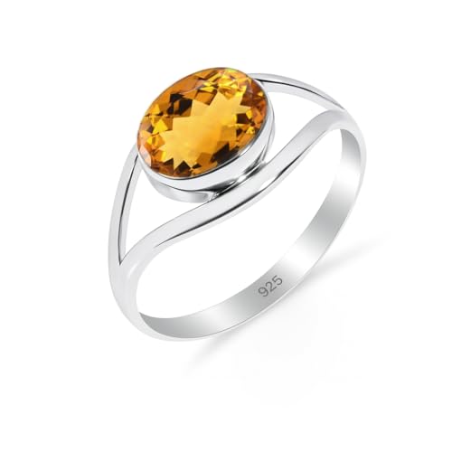 Ring Damen 925 Sterling Silber, Ring mit Naturstein Hochzeit, Verlobung Solitärring Klassischer Designring RB-01-CTRN-7 von HIMALYA QUARTZ
