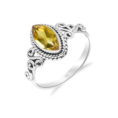 Ring Mit Stein 925 Silber Citrin Edelstein 925 Sterling Silber Handgefertigter Solitär-Verlobungsring für Frauen von HIMALYA QUARTZ