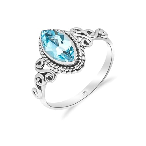 Ring Mit Stein 925 Silber Himmelblauer Topas Edelstein 925 Sterling Silber Handgefertigter Solitär-Verlobungsring für Frauen - Verlobungsring Ring Mit Stein 925 Silber Himmelblauer Topas Edelstein 925 Sterling Silber Handgefertigter Solitär-Verlobungsring für Frauen - Verlobungsring von HIMALYA QUARTZ