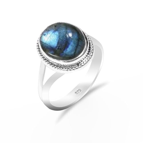 HIMALYA QUARTZ Damen Silber 925 Ring Mit Steinen, Hochzeit Verlobungsring Labradorit Oval 10x12mm HQ-SR58-LBRDT-12 HIMALYA QUARTZ Damen Silber 925 Ring Mit Steinen, Hochzeit Verlobungsring Labradorit Oval 10x12mm HQ-SR58-LBRDT-12 von HIMALYA QUARTZ