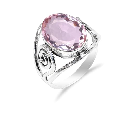 Rosa Amethyst Edelstein 925 Sterling Silber Handgefertigter Solitär Traditioneller Verlobungsring für Damen und Herren RH-01-PAMTST-10 von HIMALYA QUARTZ