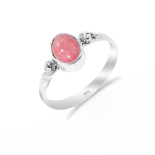 Rosa Opal Edelstein 925 Sterling Silber Handgefertigter Solitär Traditioneller Verlobungsring für Damen und Herren RB-02-PNKOPL-6 von HIMALYA QUARTZ