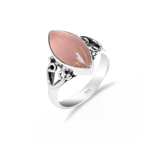 HIMALYA QUARTZ Ring Mit Steinen Silber 925 Damen-Herren Boho Antiquität Design Rosenquarz Marquise- 8x16mm Solitaire Verlobungring HQ-SR75-RQ-5 HIMALYA QUARTZ Ring Mit Steinen Silber 925 Damen-Herren Boho Antiquität Design Rosenquarz Marquise- 8x16mm Solitaire Verlobungring HQ-SR75-RQ-5 von HIMALYA QUARTZ