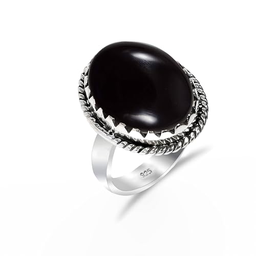 HIMALYA QUARTZ Schwarzer Onyx Silber 925 Ring Oval 12x16mm Handgemachter Boho Damen Herrenring fur Verlobungring, Hochzeit HQ-SR70-BONYX-3.5 HIMALYA QUARTZ Schwarzer Onyx Silber 925 Ring Oval 12x16mm Handgemachter Boho Damen Herrenring fur Verlobungring, Hochzeit HQ-SR70-BONYX-3.5 von HIMALYA QUARTZ