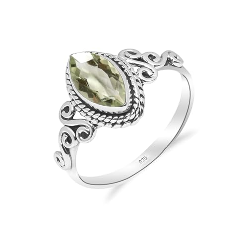 Silber Ring Mit Stein Grüner Amethyst Edelstein 925 Sterling Silber Handgefertigter Solitär Verlobungsring für Frauen von HIMALYA QUARTZ