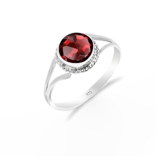 Silberring für Frauen Granat Naturstein Ring handgemachter Boho Schmuck runde Form 925 Sterling Silber Bezal Set minimalistischer Ring Männer Versprechensring RB-04-GRNT-10 Silberring für Frauen Granat Naturstein Ring handgemachter Boho Schmuck runde Form 925 Sterling Silber Bezal Set minimalistischer Ring Männer Versprechensring RB-04-GRNT-10 von HIMALYA QUARTZ