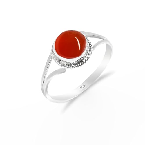 Silberring für Frauen Karneol Naturstein Ring handgemachter Boho Schmuck runde Form 925 Sterling Silber Bezal Set minimalistischer Ring Männer Versprechensring RB-04-CRNL-9,5 Silberring für Frauen Karneol Naturstein Ring handgemachter Boho Schmuck runde Form 925 Sterling Silber Bezal Set minimalistischer Ring Männer Versprechensring RB-04-CRNL-9,5 von HIMALYA QUARTZ