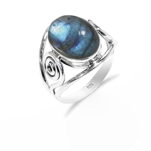 HIMALYA QUARTZ Silber Ringe Damen Mit Stein Natürlicher Edelstein Labradorit Ringe for Herren Boho Statement Schmuck RH-01-LBRDT-4.5 HIMALYA QUARTZ Silber Ringe Damen Mit Stein Natürlicher Edelstein Labradorit Ringe for Herren Boho Statement Schmuck RH-01-LBRDT-4.5 von HIMALYA QUARTZ