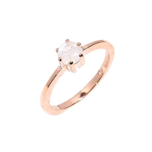 Sterling Silber Ring für Frauen Männer, Ring mit Stein natürliche Mondstein Ring Hochzeit Verlobungsring handgemachte Verlobungsring R-046-24-7Rose Gold von HIMALYA QUARTZ