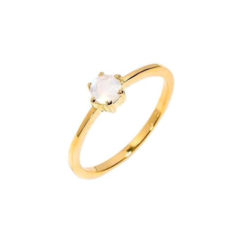 Sterling Silber Ring für Frauen Männer, Ring mit Stein natürlicher Mondstein Ring Ehering Verlobungsring handgefertigt Verlobungsring R-046-24-11½ Gelbgold von HIMALYA QUARTZ