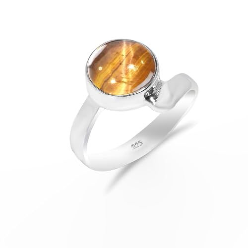 HIMALYA QUARTZ Ring Silber 925 Damen Mit Stein, Natur Tigerauge Boho Solitär Verlobungsring HQ-SR14-TGREY-9 HIMALYA QUARTZ Ring Silber 925 Damen Mit Stein, Natur Tigerauge Boho Solitär Verlobungsring HQ-SR14-TGREY-9 von HIMALYA QUARTZ