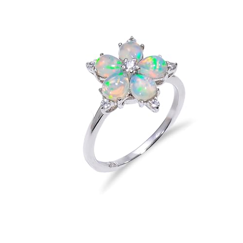 Verlobungsring für Frauen 925 Sterling Silber Ring mit natürlichem Opal äthiopischer Feueropalring R047 von HIMALYA QUARTZ