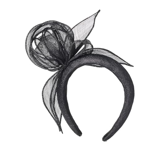 HIMESPORT Sinamay Blume Fascinator Hut für Frauen Derby & Kirche Kopfschmuck für Hochzeiten, Cocktail, Teepartys, Schwarz, Medium von HIMESPORT