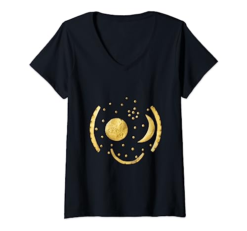 Damen HIMMELSSCHEIBE VON NEBRA - NUR GOLD T-Shirt mit V-Ausschnitt von HIMMELSSCHEIBE VON NEBRA