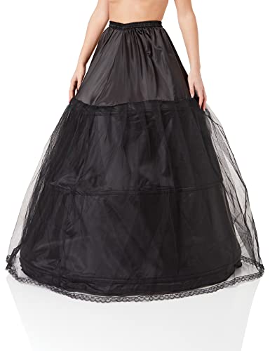 HIMRY® Reifrock Petticoat 3 Ring verstellbar, Underskirt Unterrock, Gr. N für Gr. 34 bis Gr.40, Krinoline Schwarz, KXB-005 Black von HIMRY