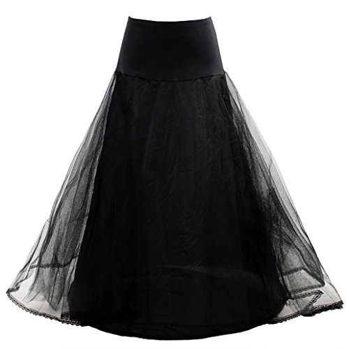 HIMRY Reifrock Petticoat Elastisch 1 Ring mit Spitze, One-Size für Gr. 32 bis Gr. 42, Unterrock Crinoline für Wedding Kleid Ballkleid Housekleid Abendkleid Brautkleid, Schwarz, KXB-0019 Black von HIMRY