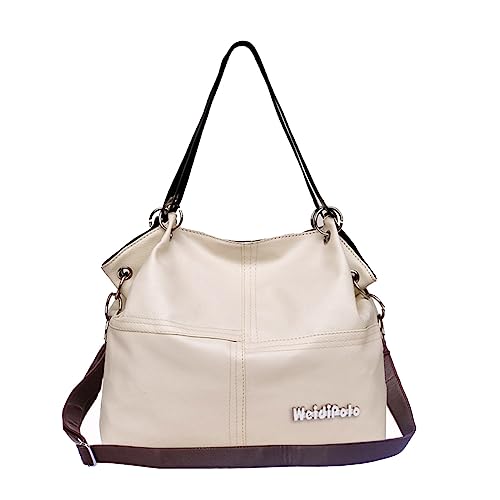 Damen-Handtasche mit Schulterriemen, groß, aus PU-Leder – Handtaschen, Schultertasche, modisch, Hobo-Tasche, Beige, mit mehreren Taschen, beige, Zeitgenössisch von HIMS